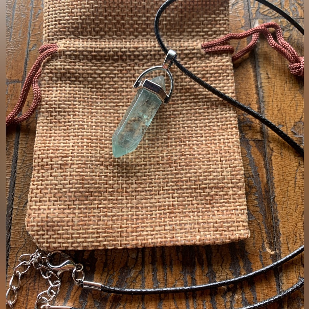 Fluorite Point Necklace Fluorite Pendant Crystal Point Necklace Rainbow Fluorite